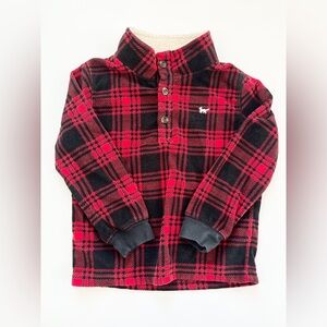 🩵4/$20 Carter's Red and‎ Black Plaid Fleece Sweater